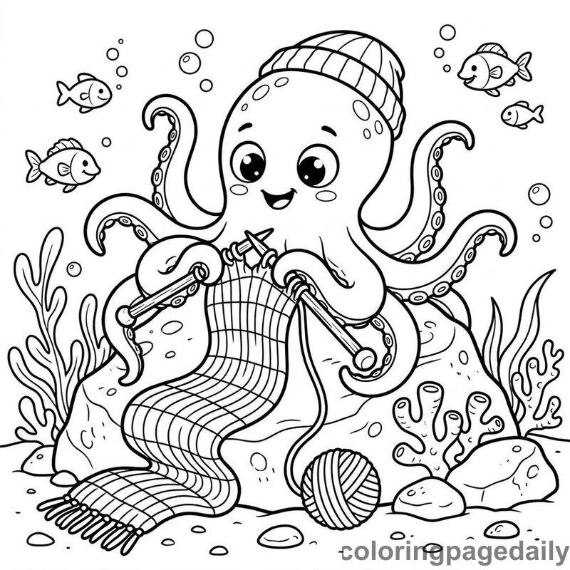 Baby Kraken Knitting Scarf - Colored reference example