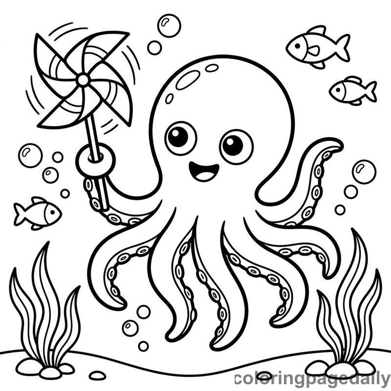 Baby Kraken Pinwheel - Colored reference example
