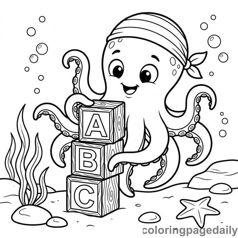 Baby Kraken Stacking Blocks - Colored reference example
