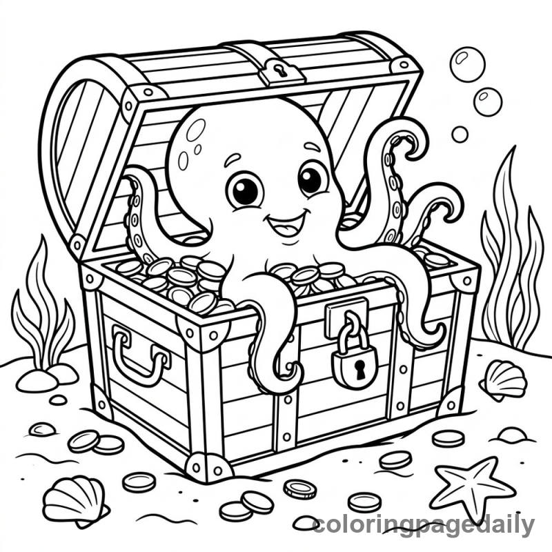 Baby Kraken in Treasure Chest - Colored reference example