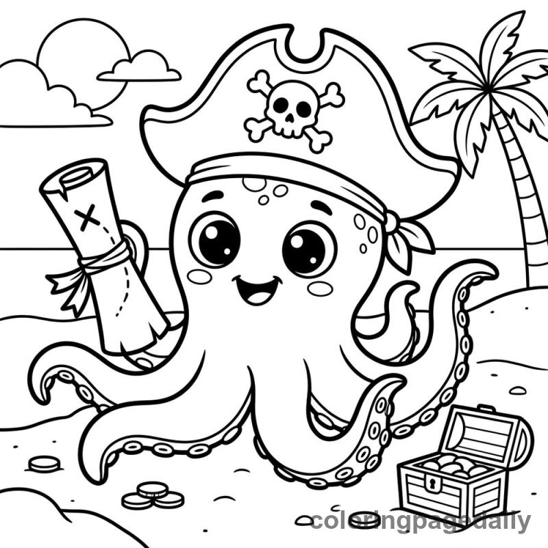 Baby Kraken Treasure Map - Colored reference example