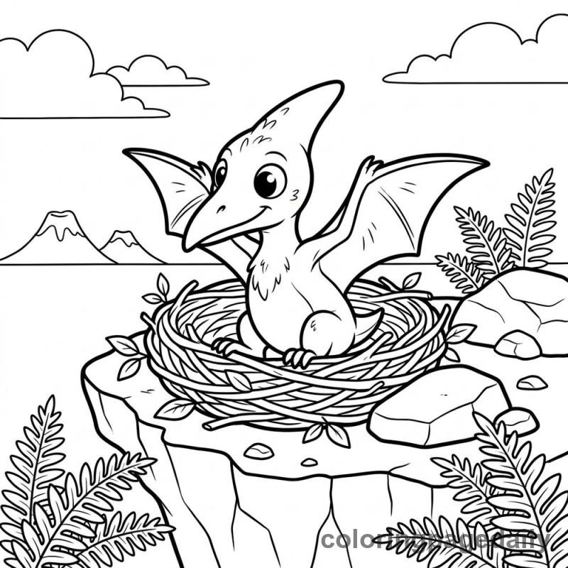 Baby Pteranodon Learning to Fly - Colored reference example