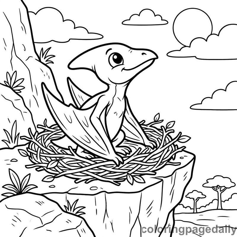 Baby Pterodactyl Nest - Colored reference example