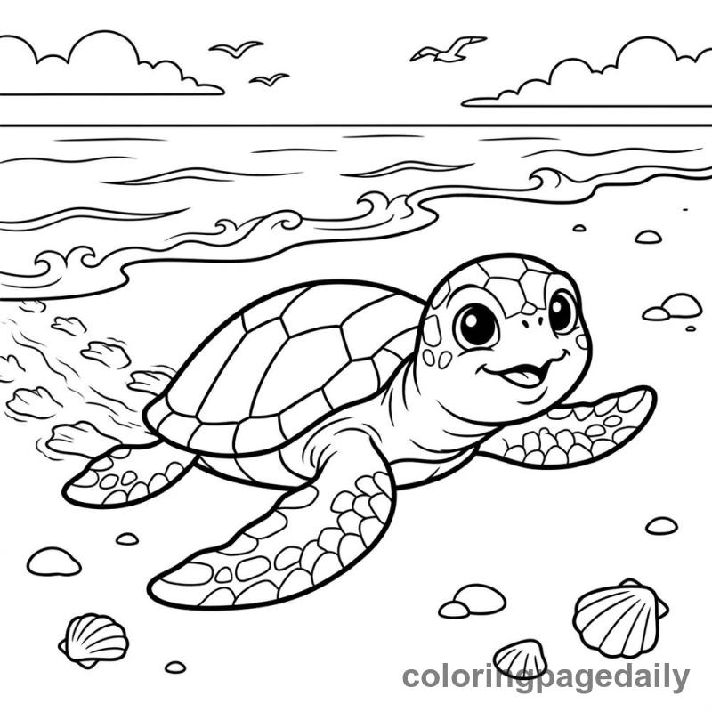 Baby Sea Turtle Hatching - Colored reference example