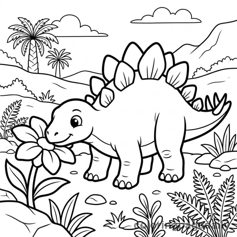 Baby Stegosaurus Flower - Colored reference example