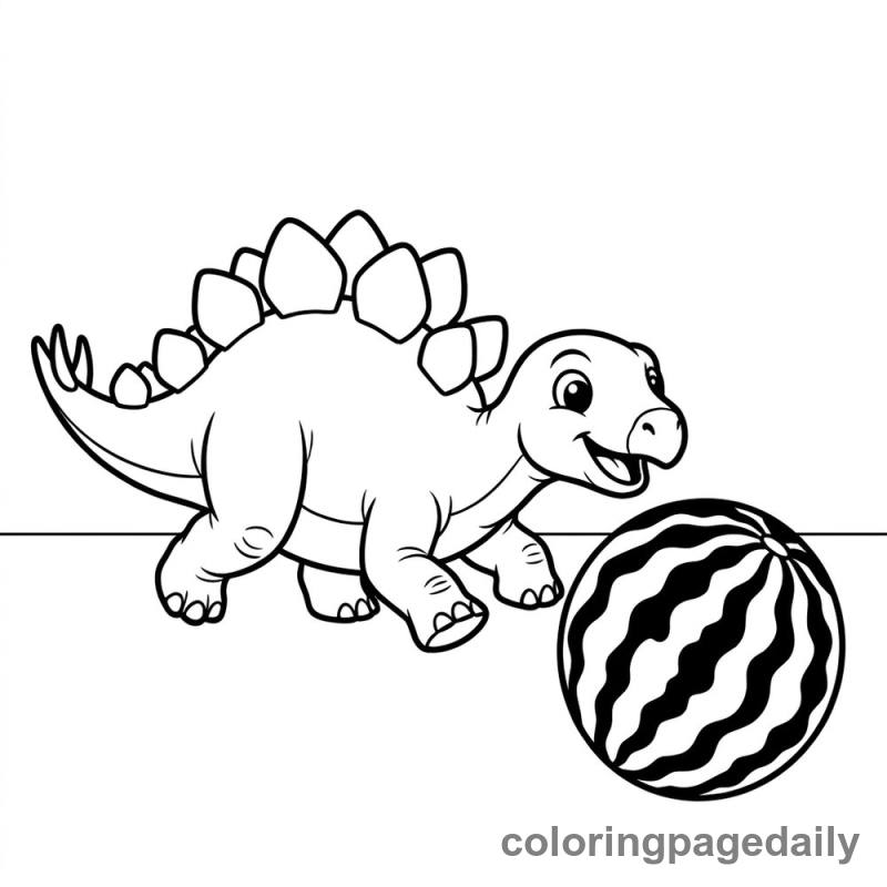 Baby Stegosaurus Playing - Colored reference example