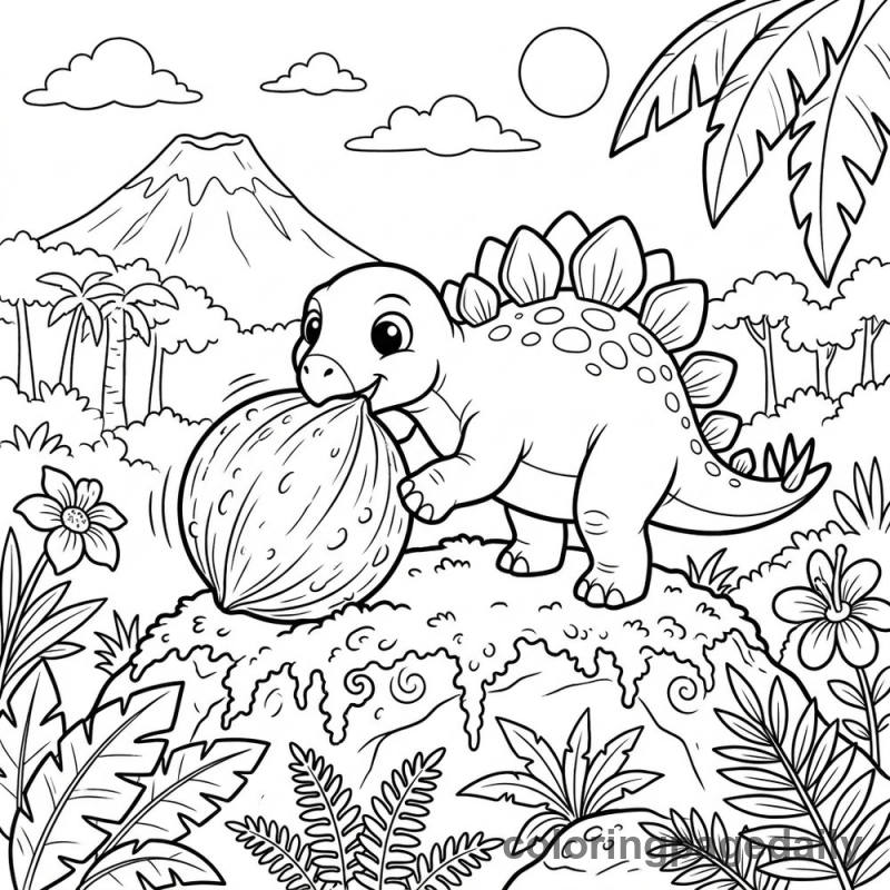 Baby Stegosaurus Rolling Seed - Colored reference example