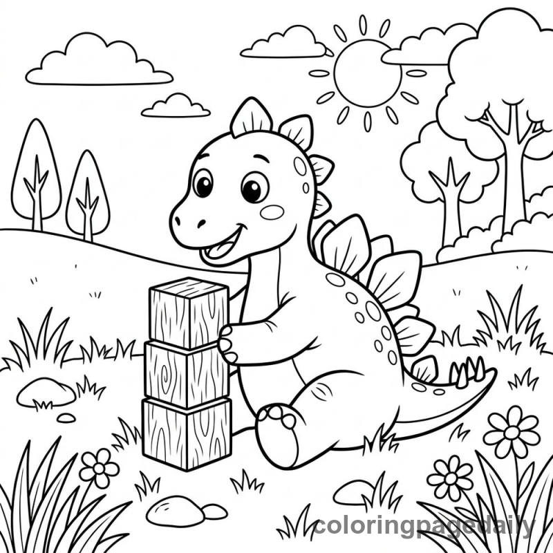 Baby Stegosaurus Stacking Blocks - Colored reference example