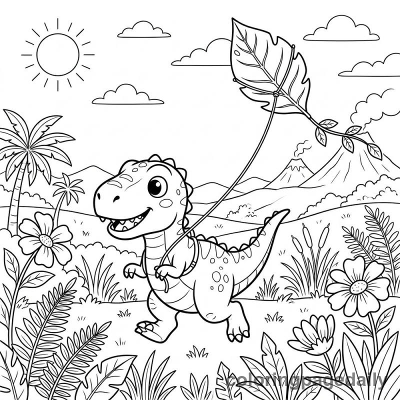 Baby T-Rex Flying Kite - Colored reference example