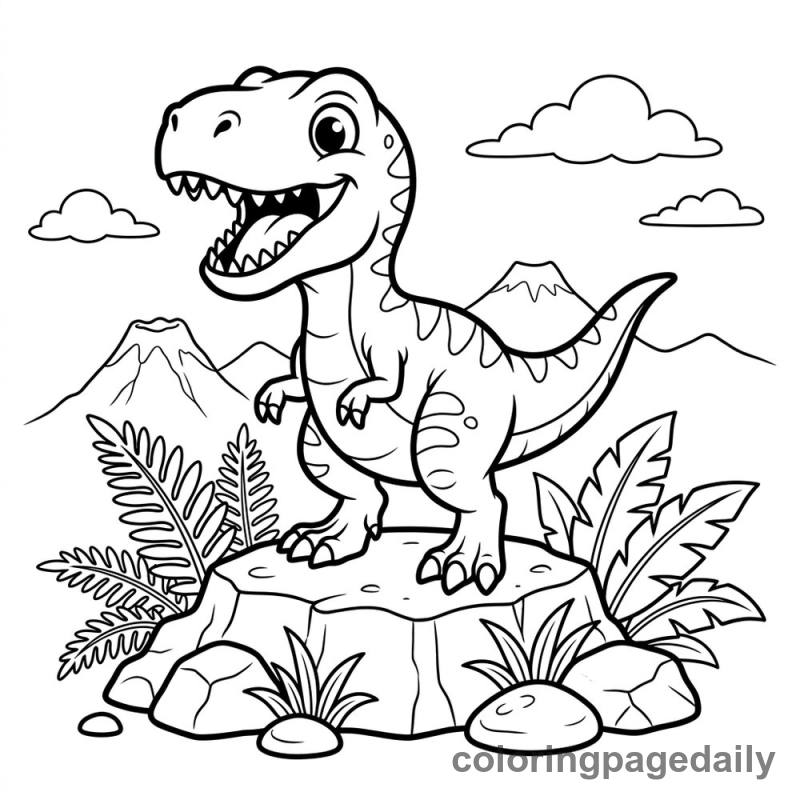 Baby T-Rex Roaring - Colored reference example