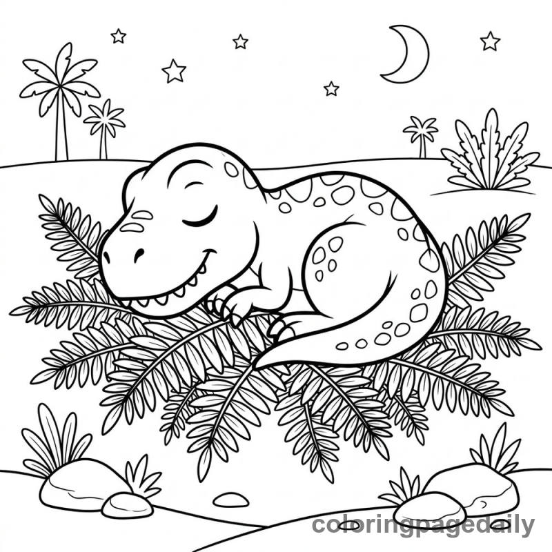 Baby T-Rex Sleeping - Colored reference example