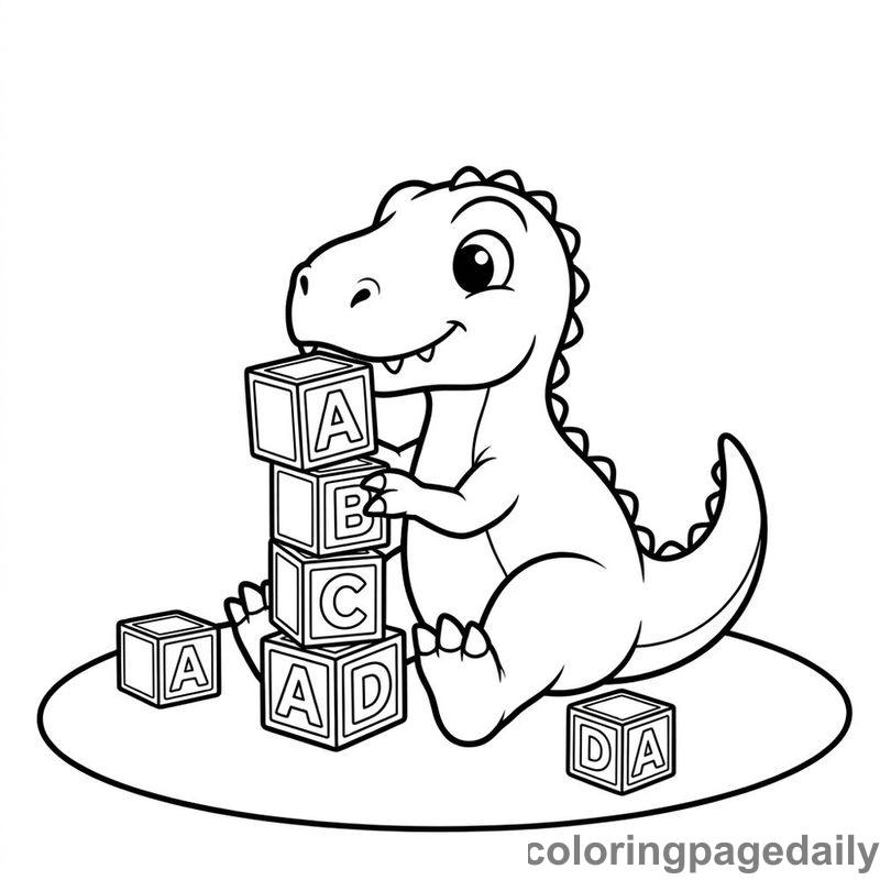 Baby T-Rex Stacking Blocks - Colored reference example