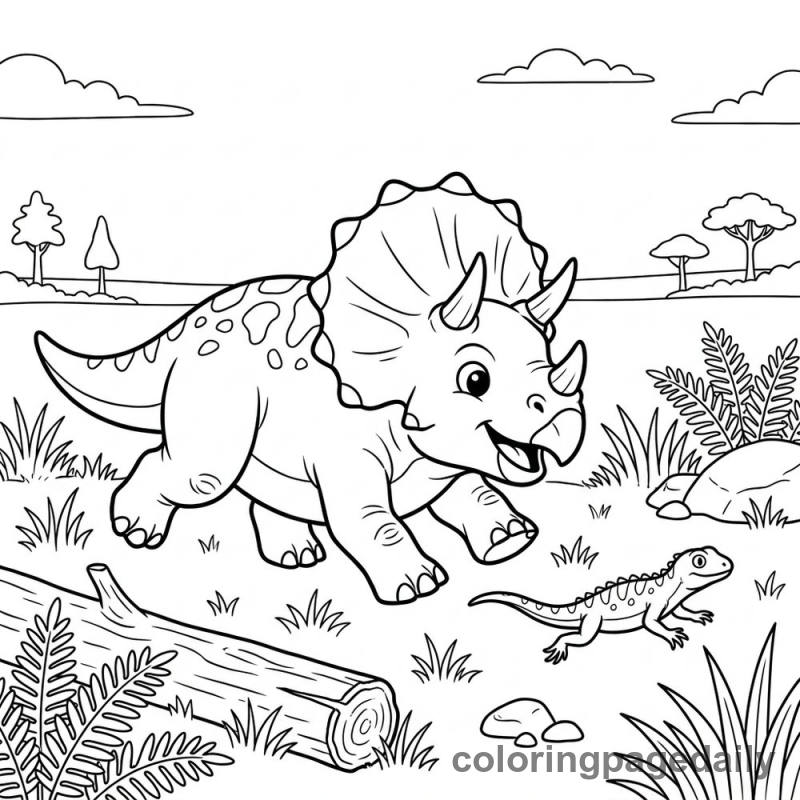 Baby Triceratops Chase - Colored reference example