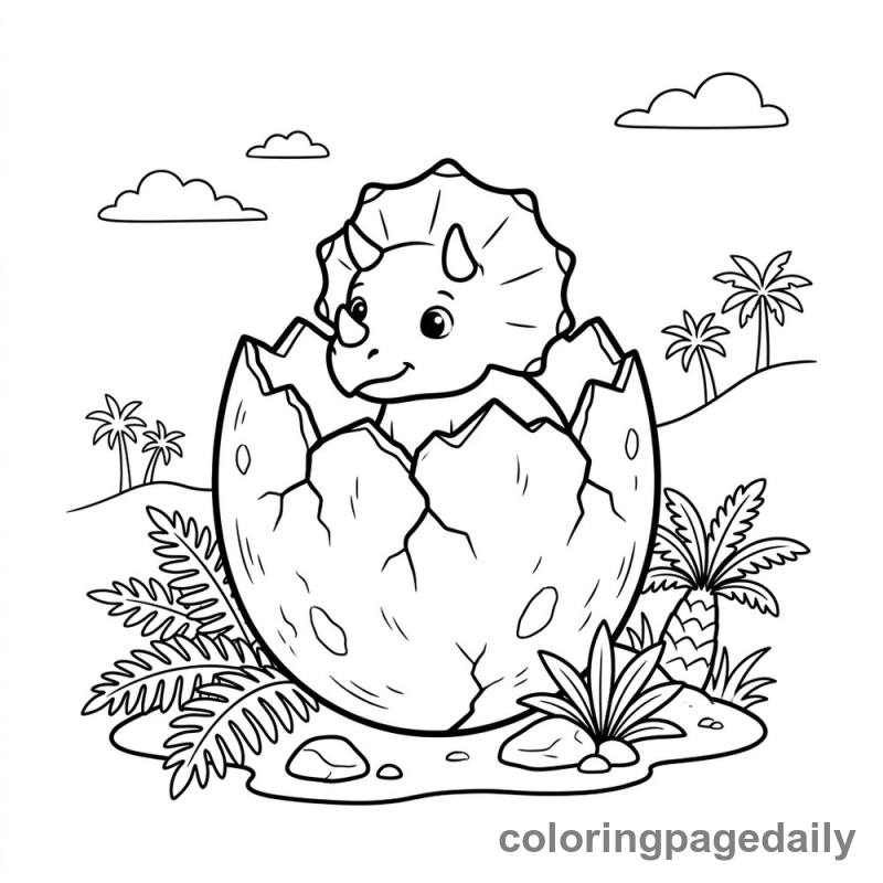Baby Triceratops Hatching - Colored reference example