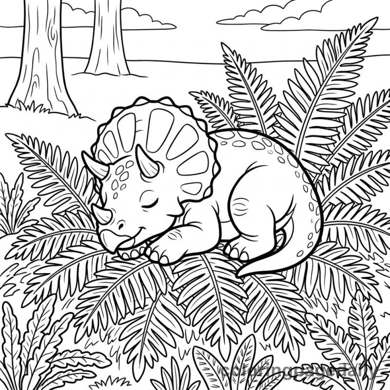 Baby Triceratops Sleeping - Colored reference example