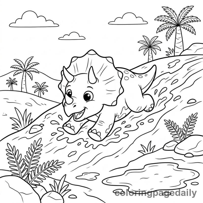 Baby Triceratops Sliding - Colored reference example