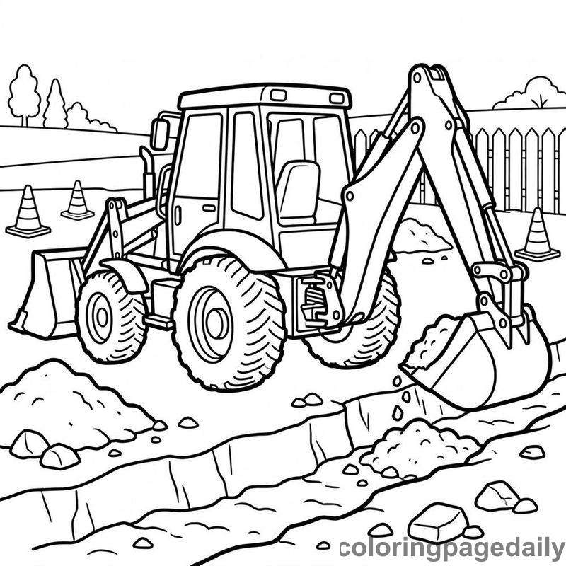 Backhoe Loader Digging - Colored reference example