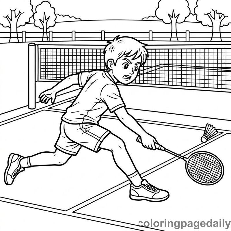 Badminton Player Lunge Save - Colored reference example