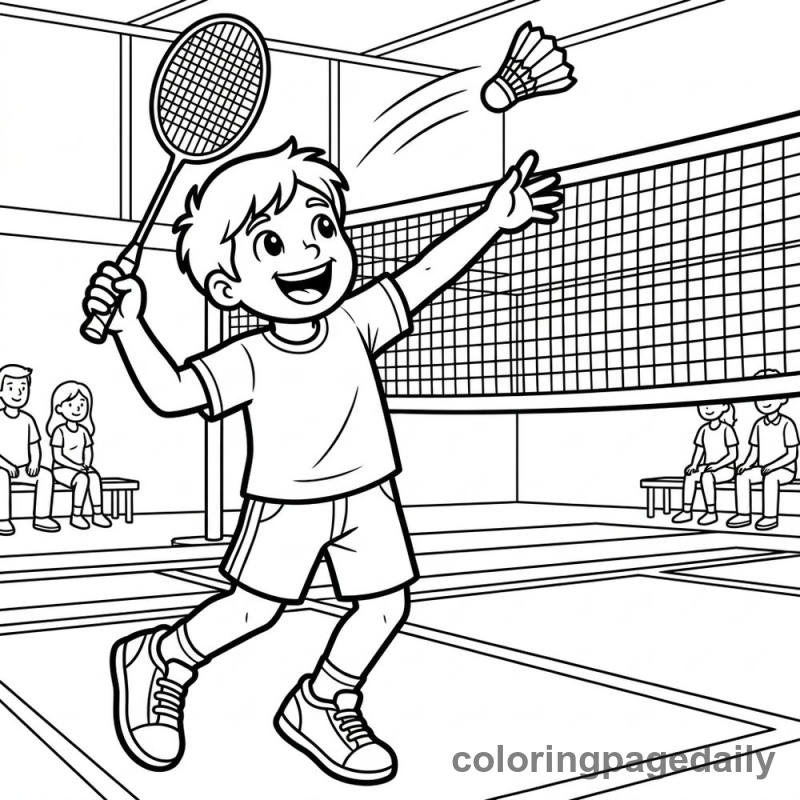 Badminton Player Smash - Colored reference example