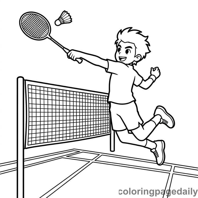 Badminton Player Smash Jump - Colored reference example