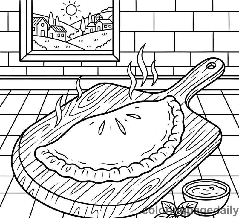 Baked Italian Calzone - Daily printable coloring page in Food category