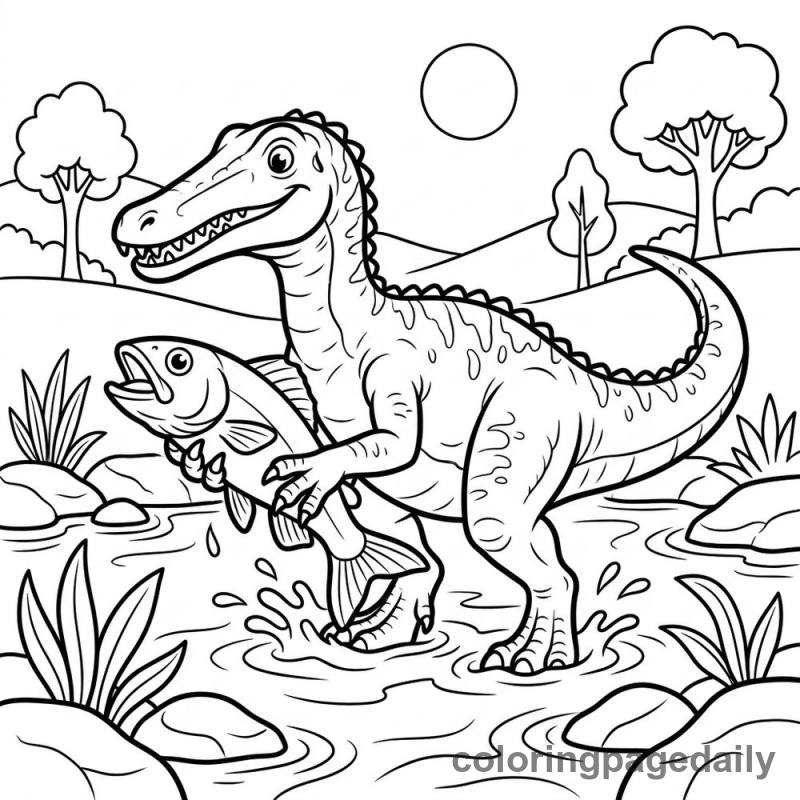 Baryonyx Catches a Fish - Colored reference example