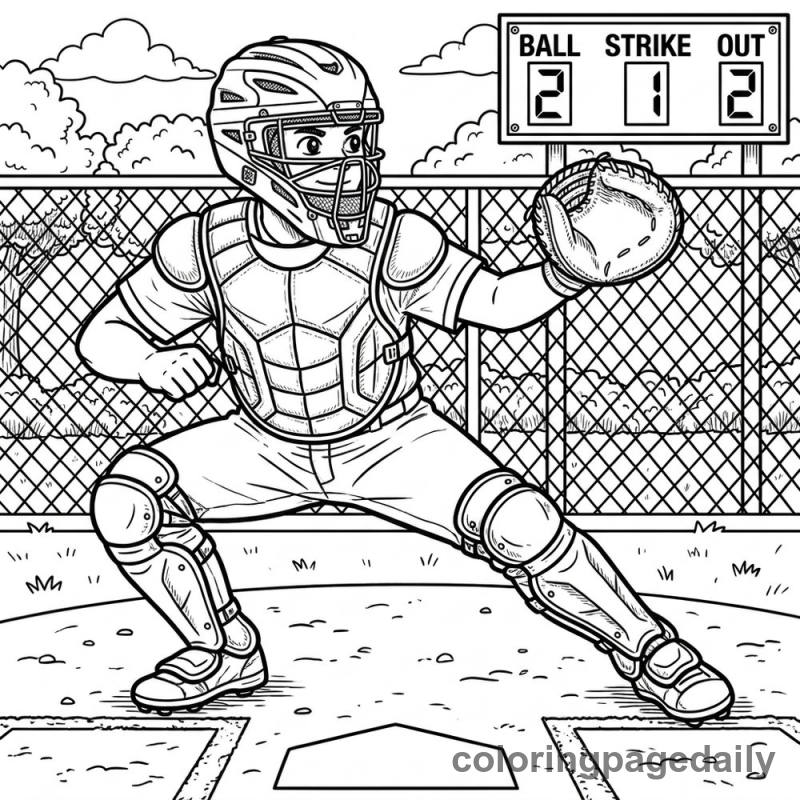 Baseball Catcher Ready - Colored reference example