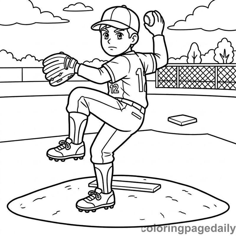 Baseball Pitcher Action - Colored reference example