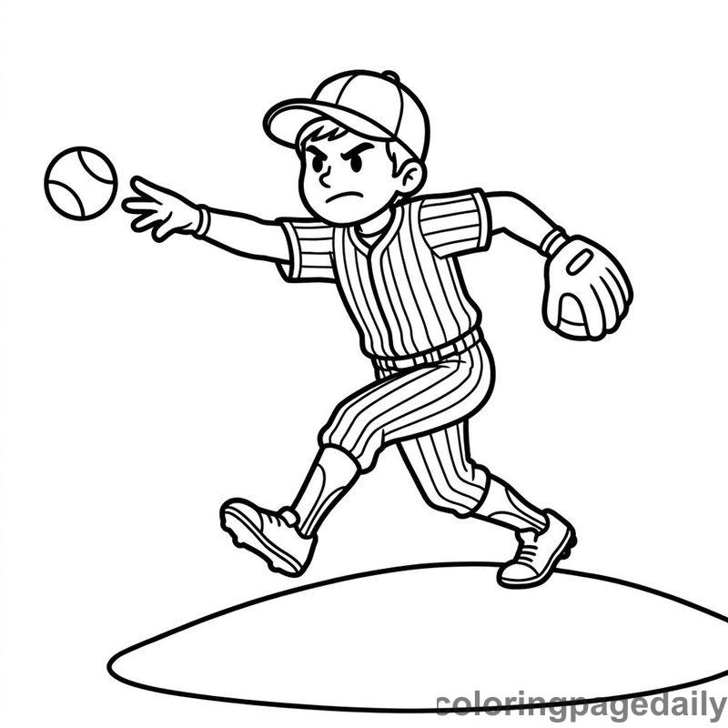 Baseball Pitcher Throwing Fastball - Colored reference example