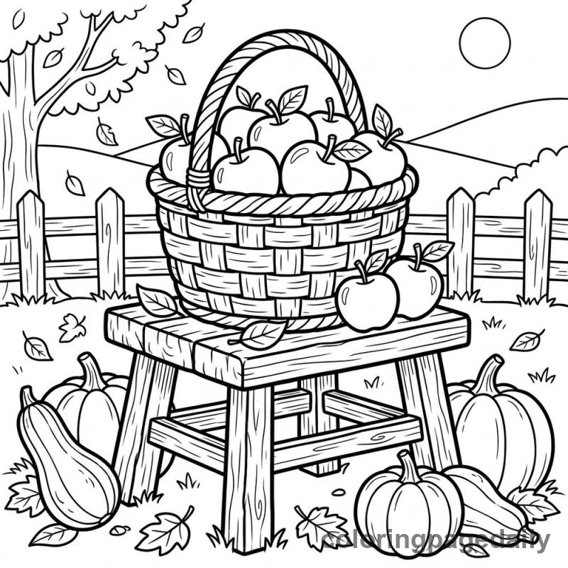 Basket of Autumn Apples - Colored reference example