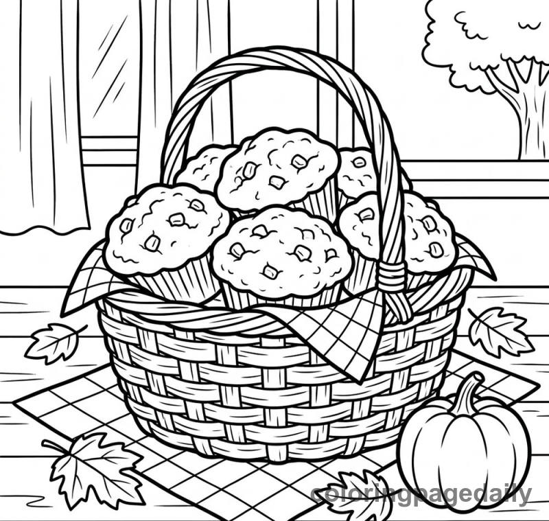 Basket of Cornbread - Colored reference example