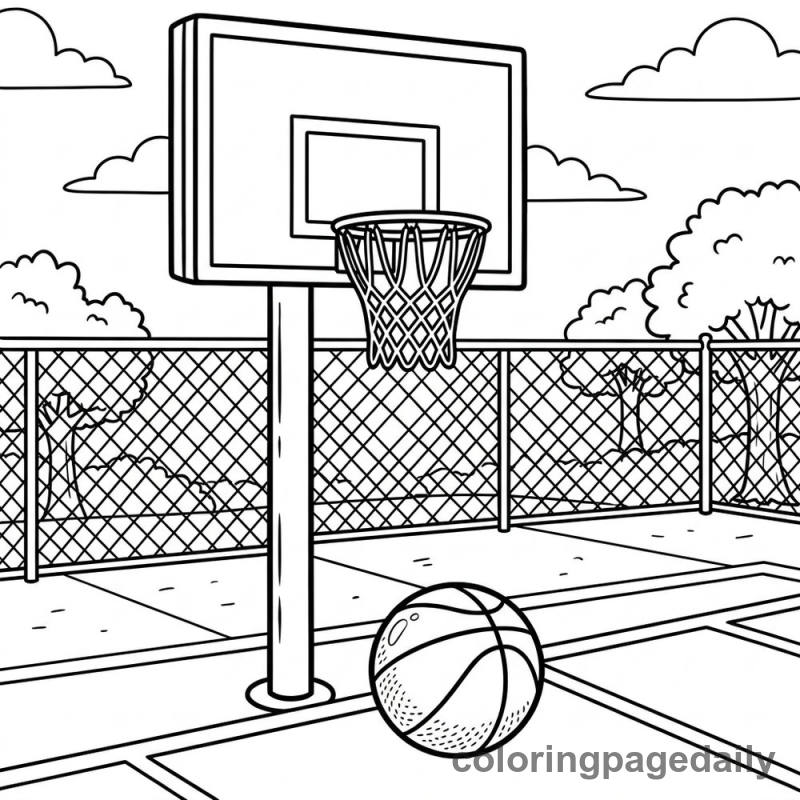 Basketball Hoop and Ball - Colored reference example