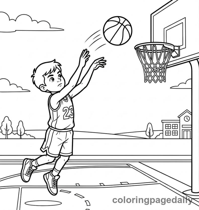 Basketball Player Shooting - Colored reference example