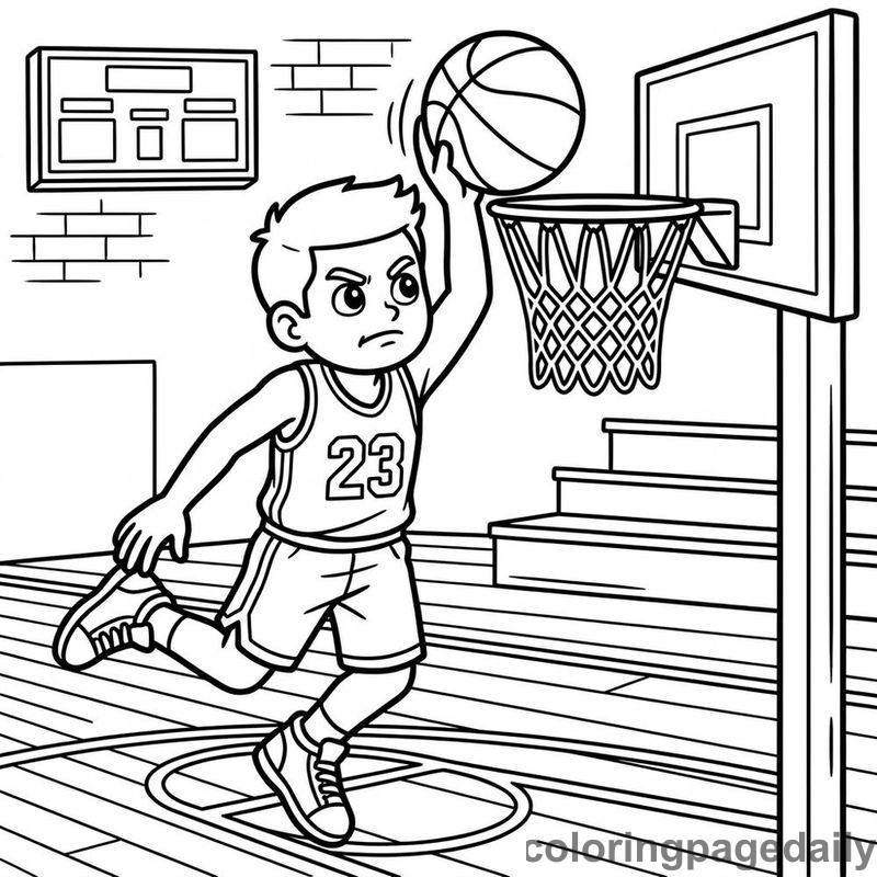 Basketball Player Slam Dunk - Colored reference example