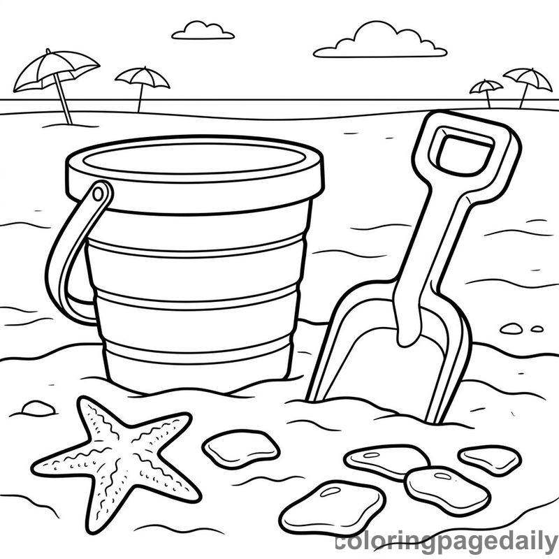 Beach Bucket And Shovel - Colored reference example