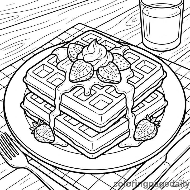 Belgian Waffles Breakfast - Colored reference example