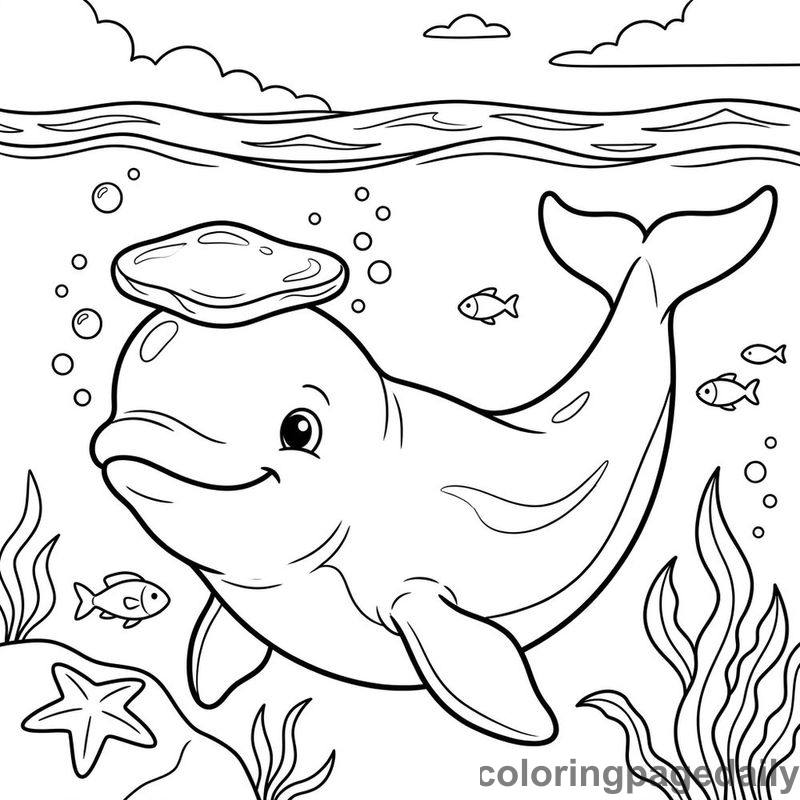 Beluga Balancing Sea Glass - Daily printable coloring page in Ocean and Underwater Life category