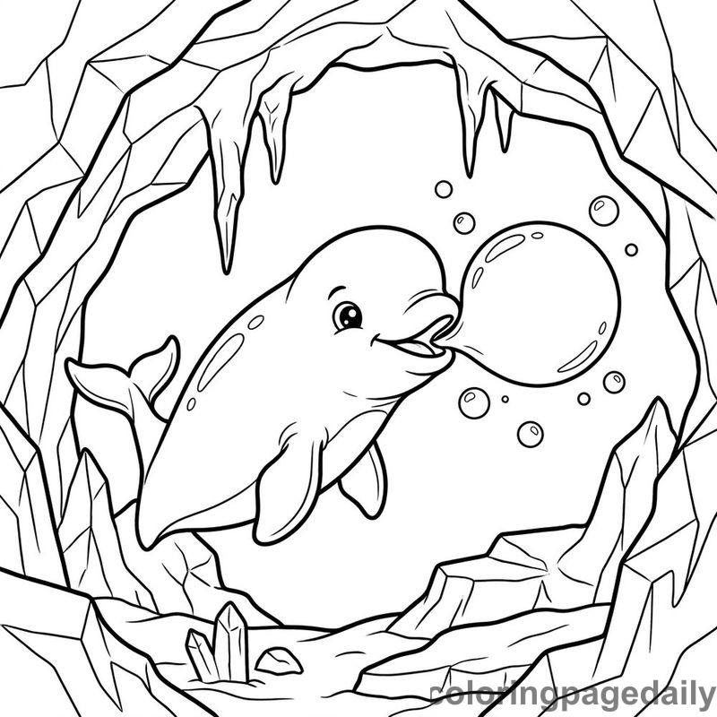 Beluga Whale Blowing Bubble - Daily printable coloring page in Ocean and Underwater Life category