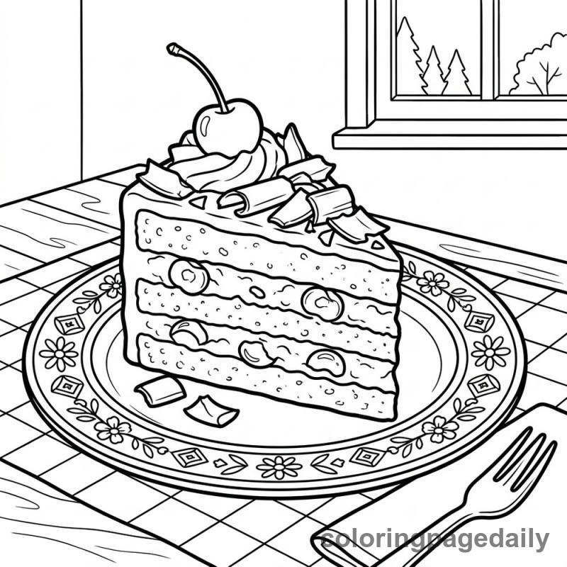 Black Forest Cake Slice - Colored reference example