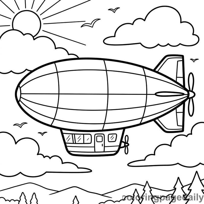 Blimp Floating In Sky - Colored reference example