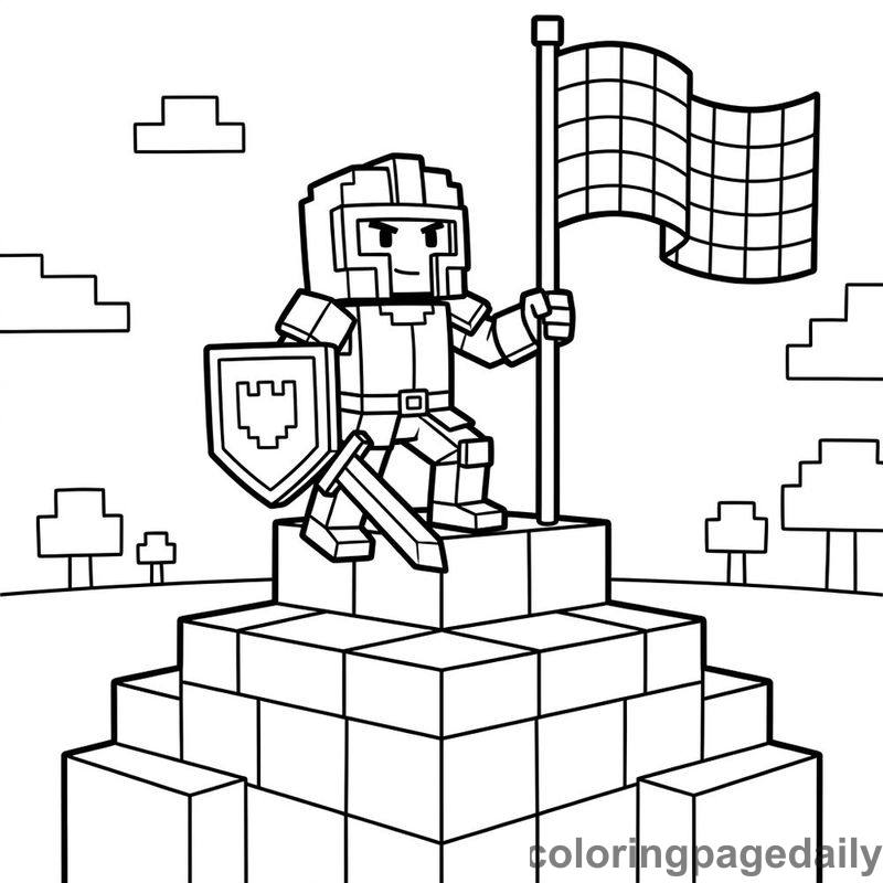 Blocky Knight At Finish Flag - Colored reference example