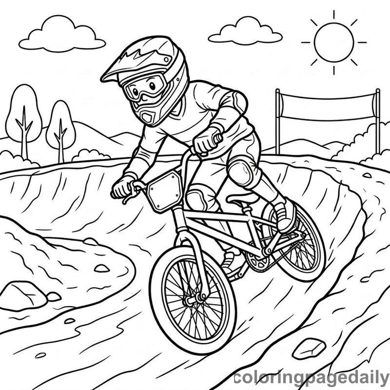 BMX Cyclist Taking Curve - Colored reference example
