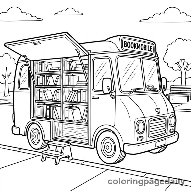 Bookmobile Delivering Books - Colored reference example