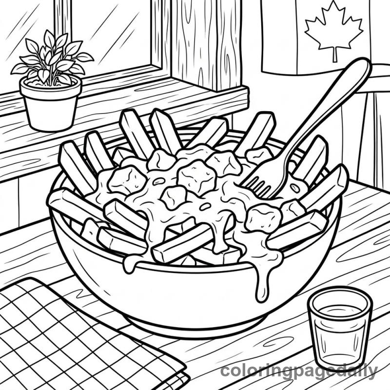 Bowl of Canadian Poutine - Colored reference example