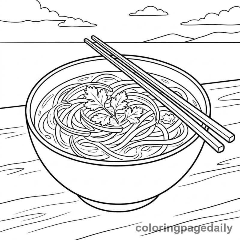 A Nice Bowl of Pho - Daily printable coloring page in Food category