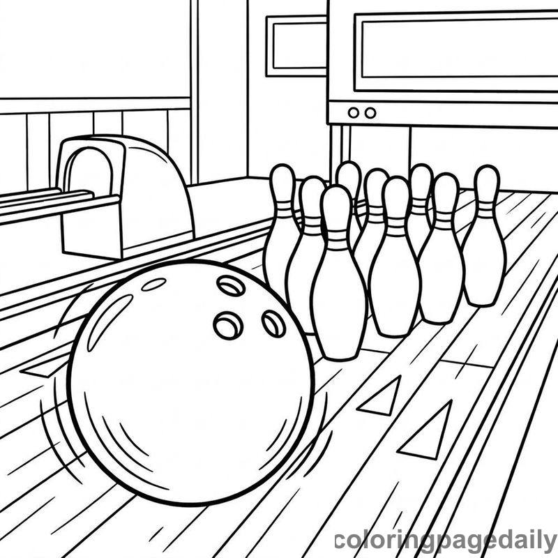 Bowling Ball Hitting Pins - Colored reference example