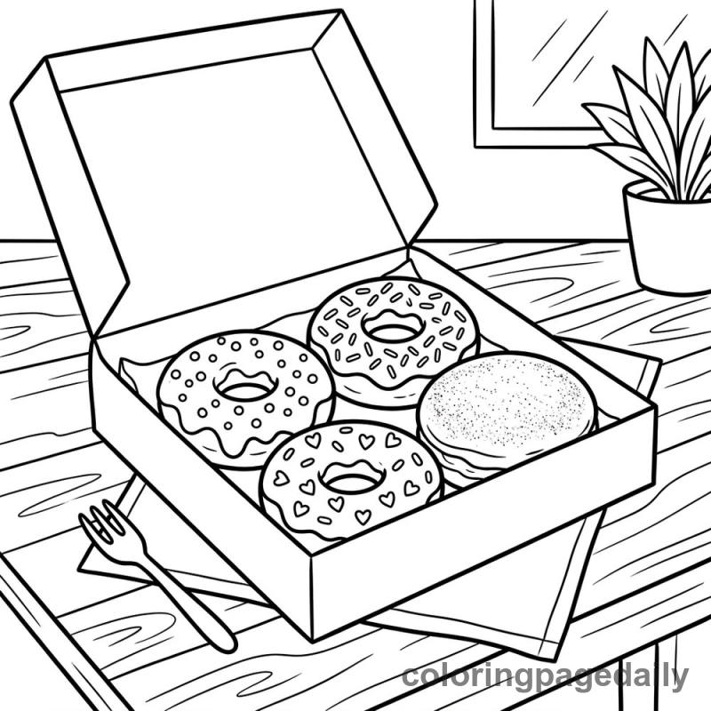 Box of Sweet Donuts - Colored reference example