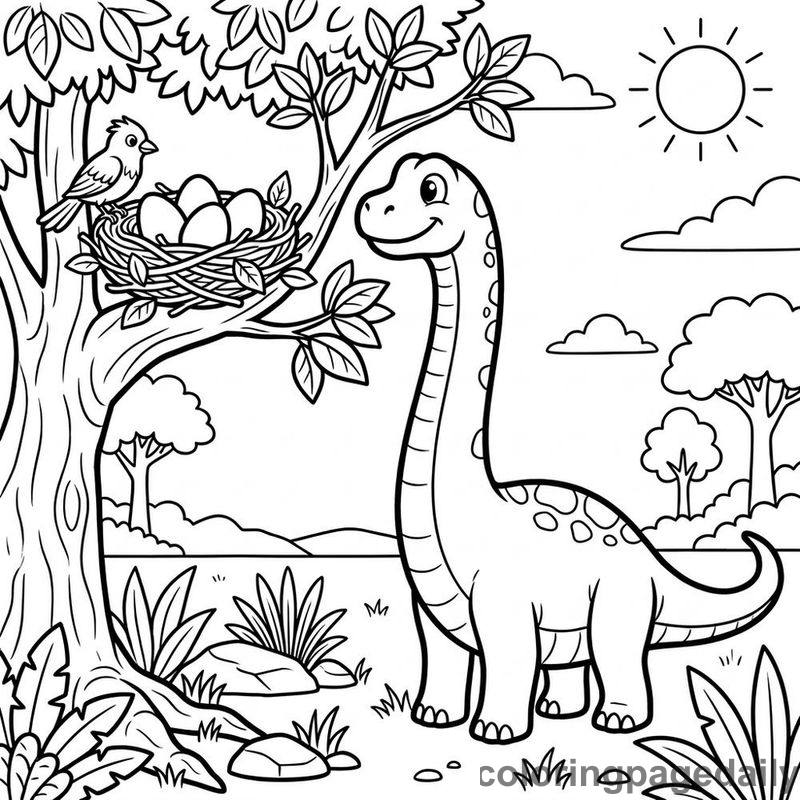 Brachiosaurus Bird Nest - Colored reference example