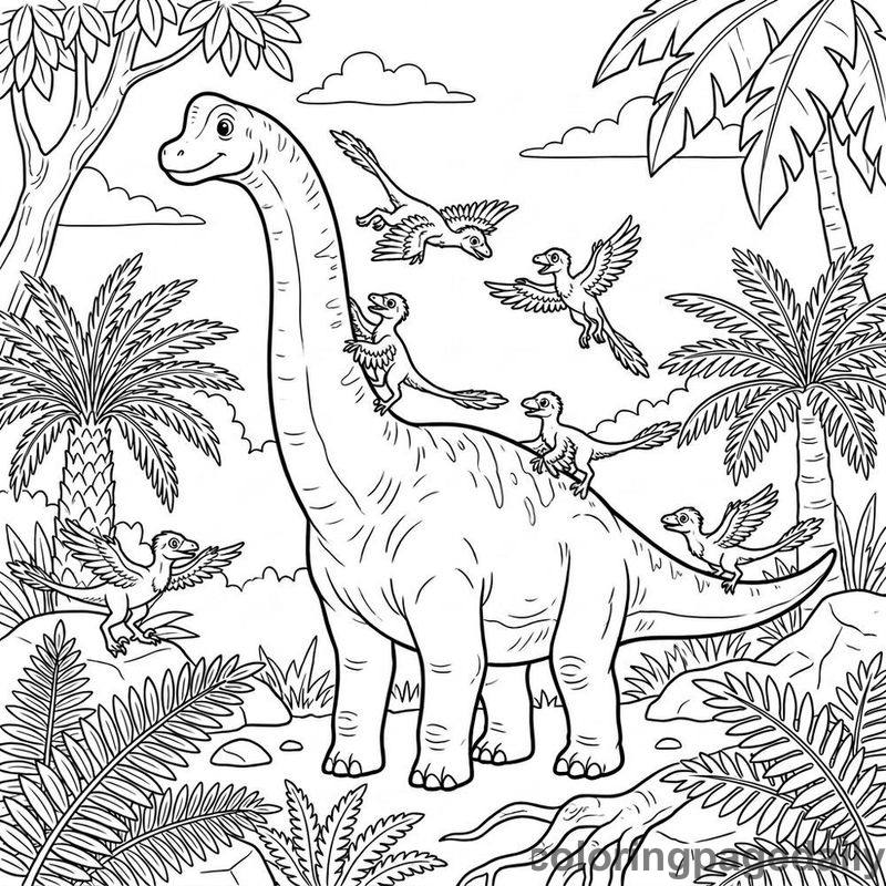 Brachiosaurus Dinosaur Glider Ladder - Colored reference example
