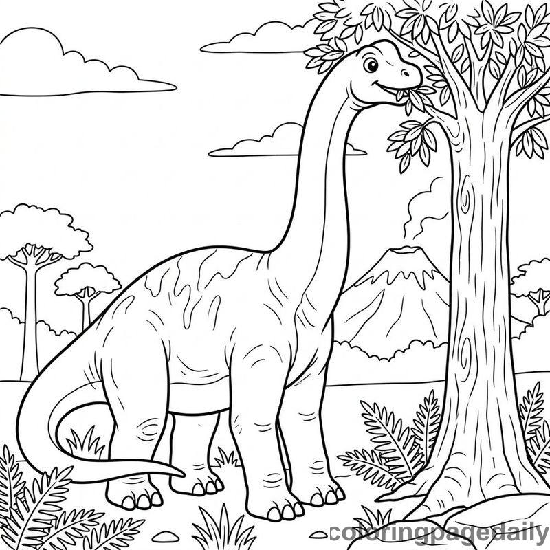 Brachiosaurus Eating Leaves - Colored reference example